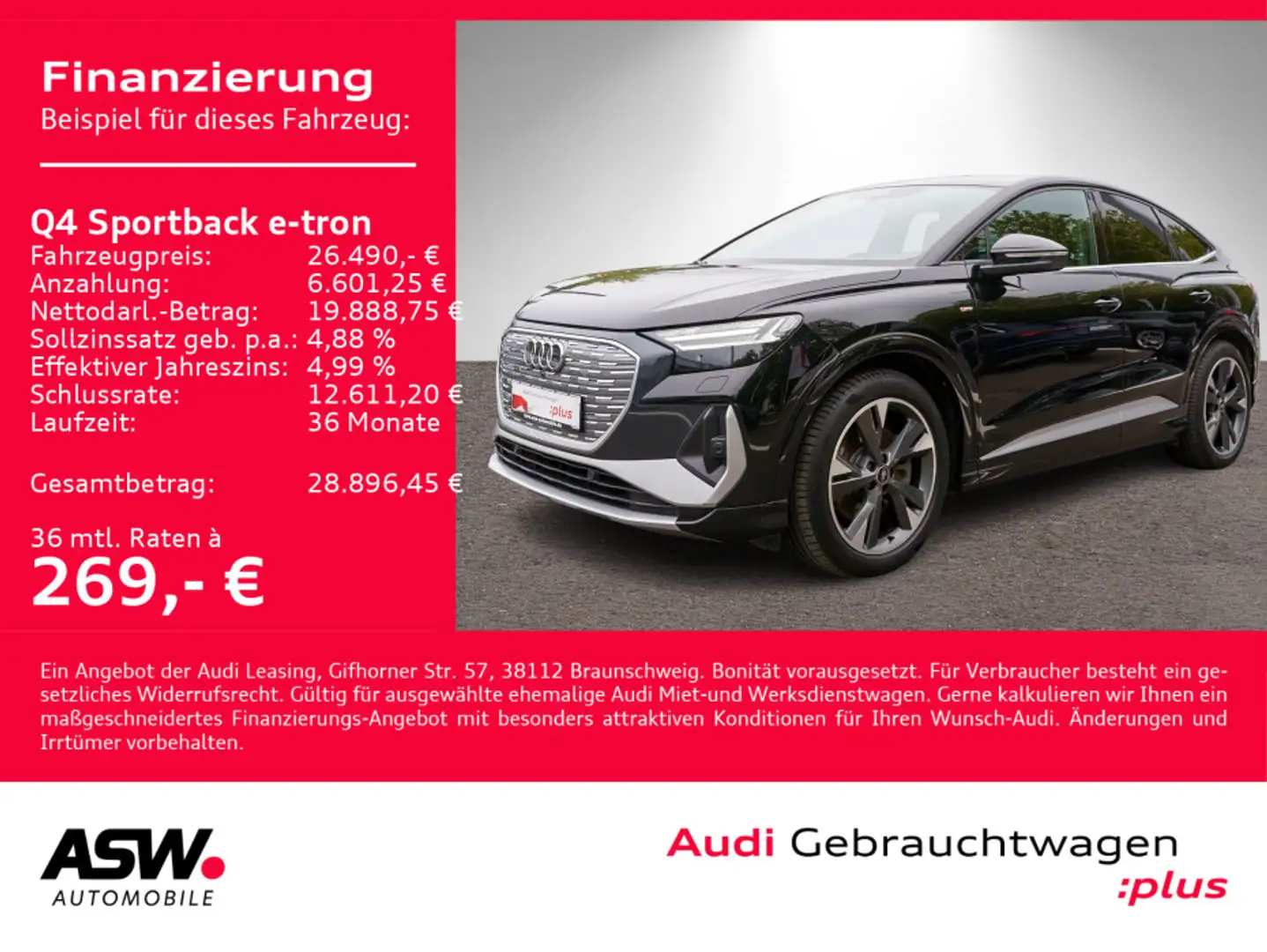 Audi Q4 e-tron Q4 Sportback 40 e-tron S line Navi Matrix ACC VC Noir - 1