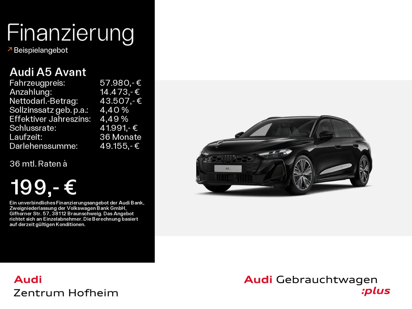 Audi A5 40 TDI qu 2x S line S tro*B&O*HUD*Matri Schwarz - 1