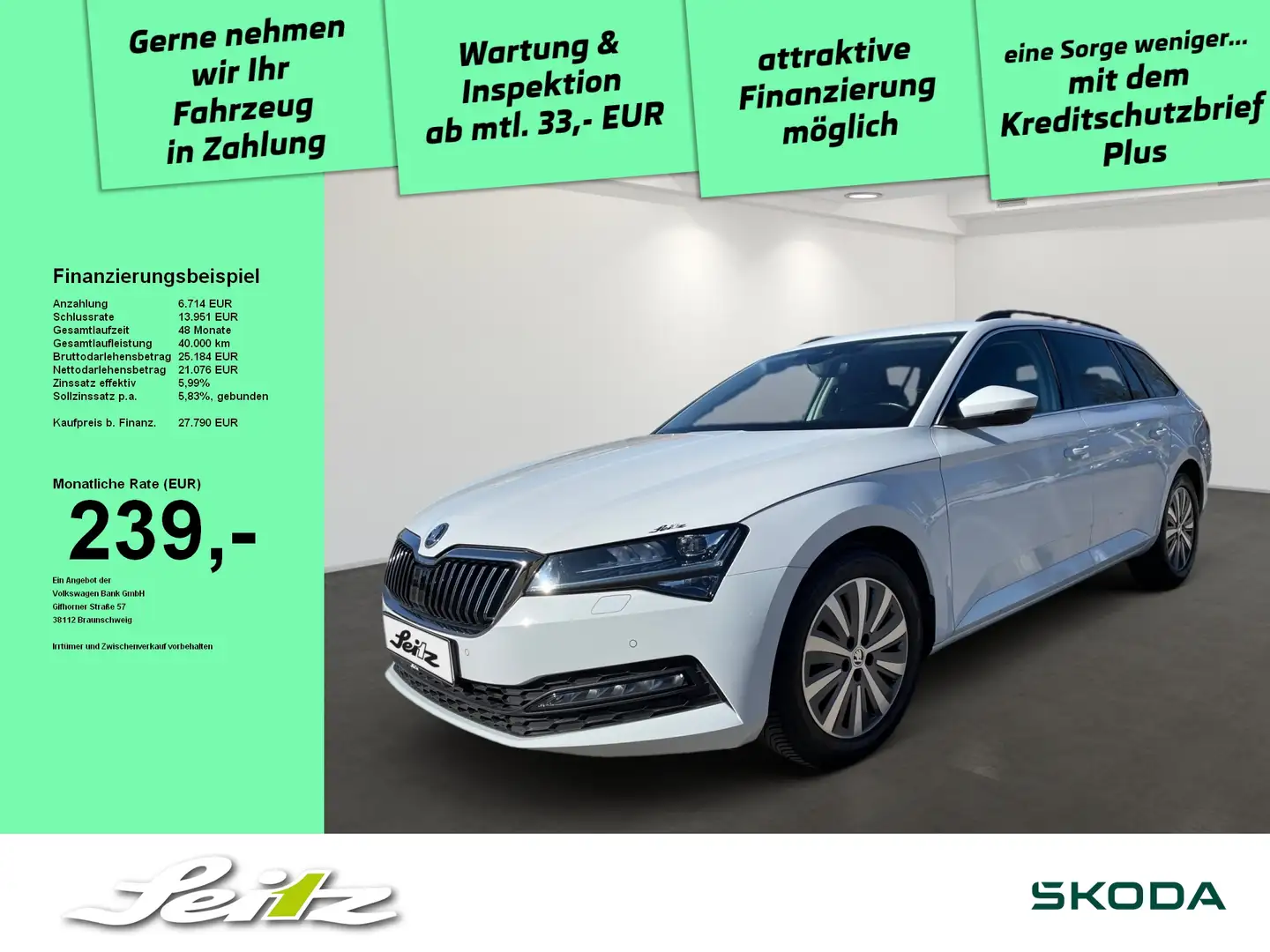 Skoda Superb Combi 2.0 TDI Ambition *MATRIX*PDC*NAVI* Wit - 1