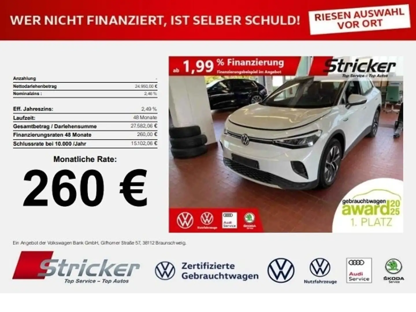 Volkswagen ID.4 Pro Performance 150/77 260,-ohne Anzahlung Navi A Blanc - 1