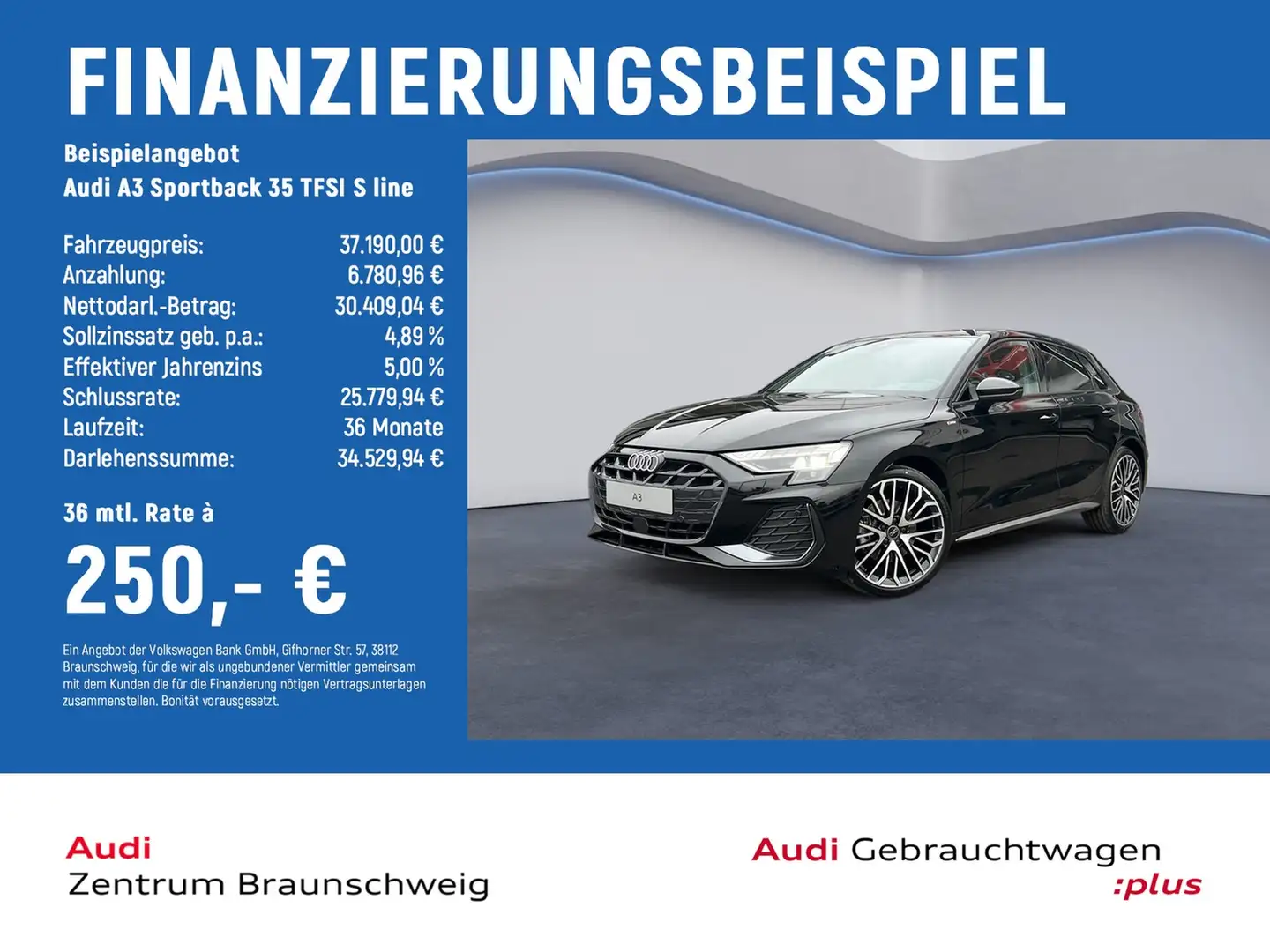 Audi A3 Sportback 35 TFSI S line RÜCKFAHRK.+ACC+SOUND Schwarz - 2