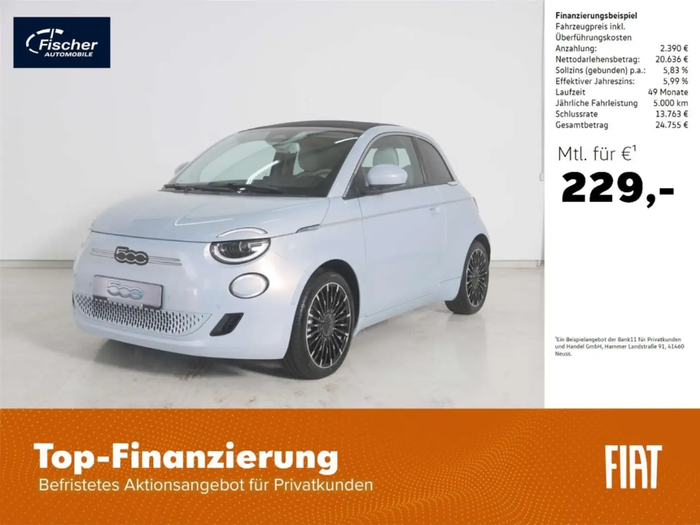 Fiat 500e Elektro la Prima Blau - 1
