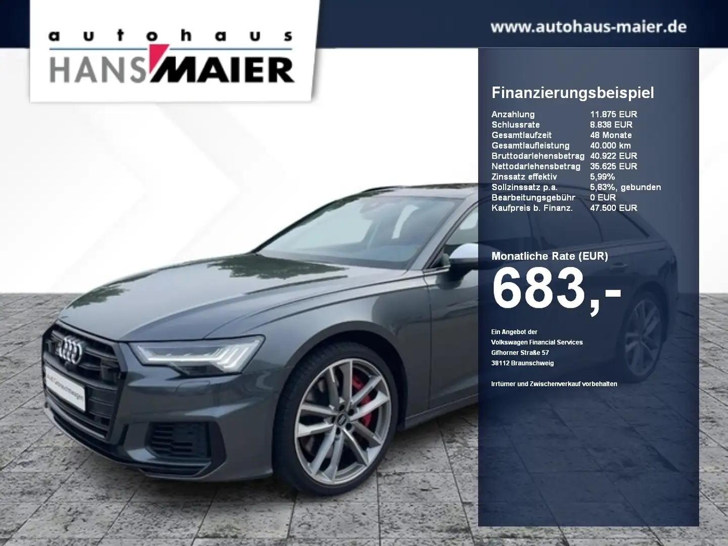 Audi S6 Avant TDI quattro basis AHK Luft Matrix Pano Grijs - 1