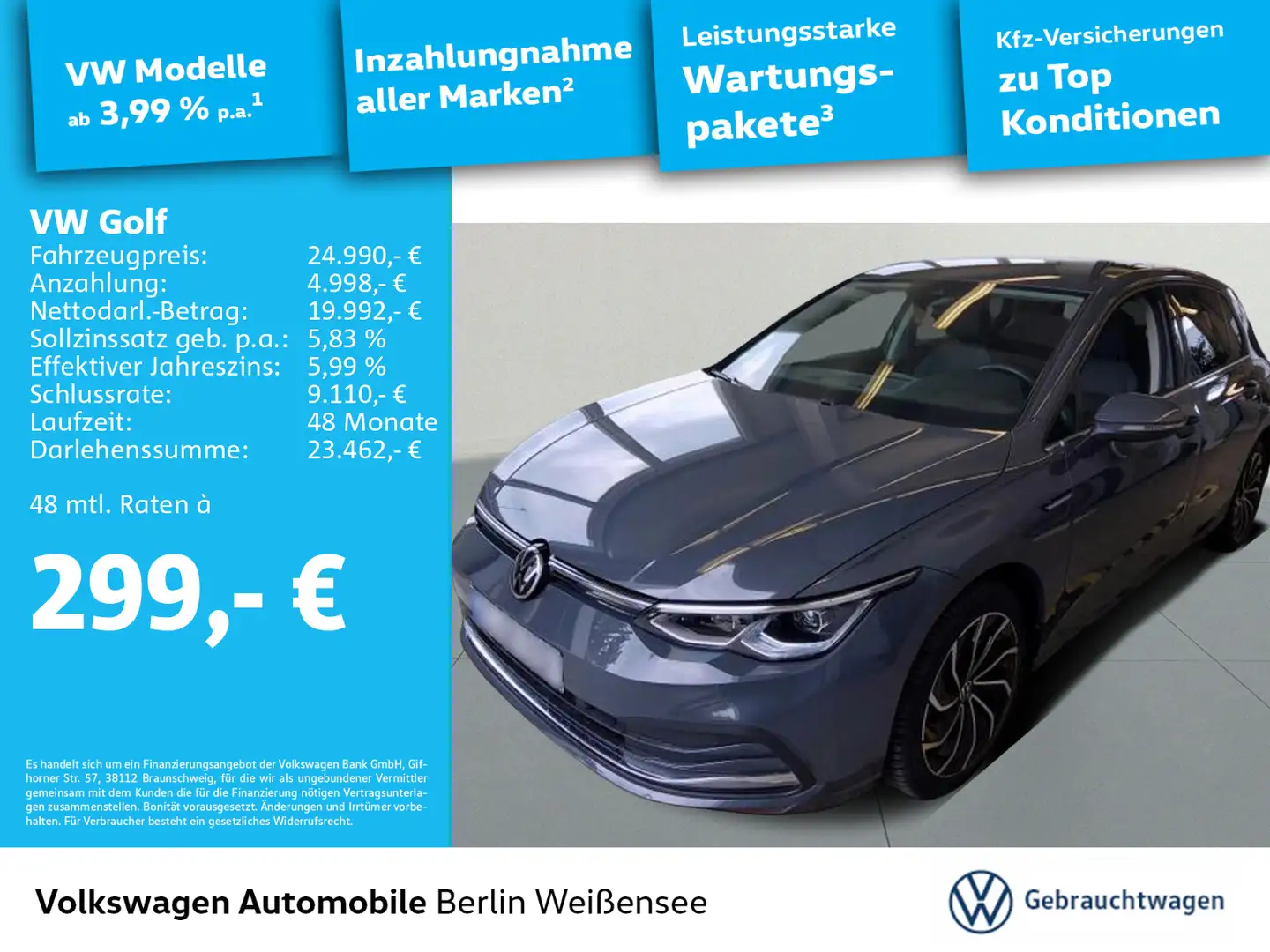 Volkswagen Golf VIII 1.5 eTSI Style*ACC*LED*NAVI*APP*SHZ* Grau - 1