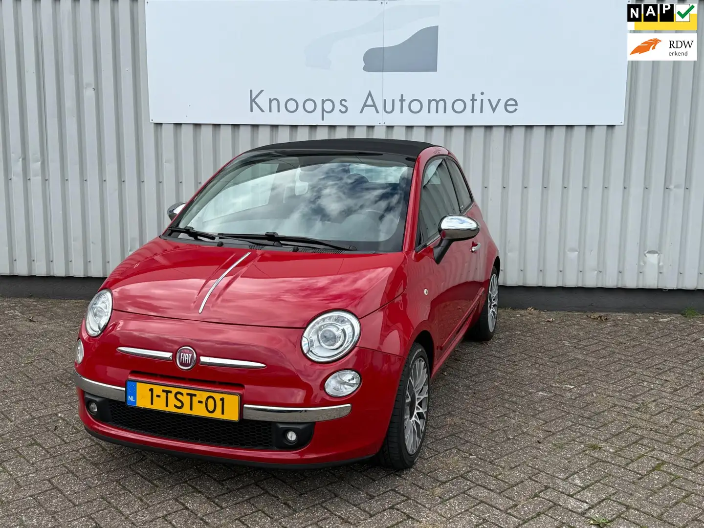 Fiat 500C 0.9 TwinAir Lounge, Airco, Ledere bekleding Rood - 1