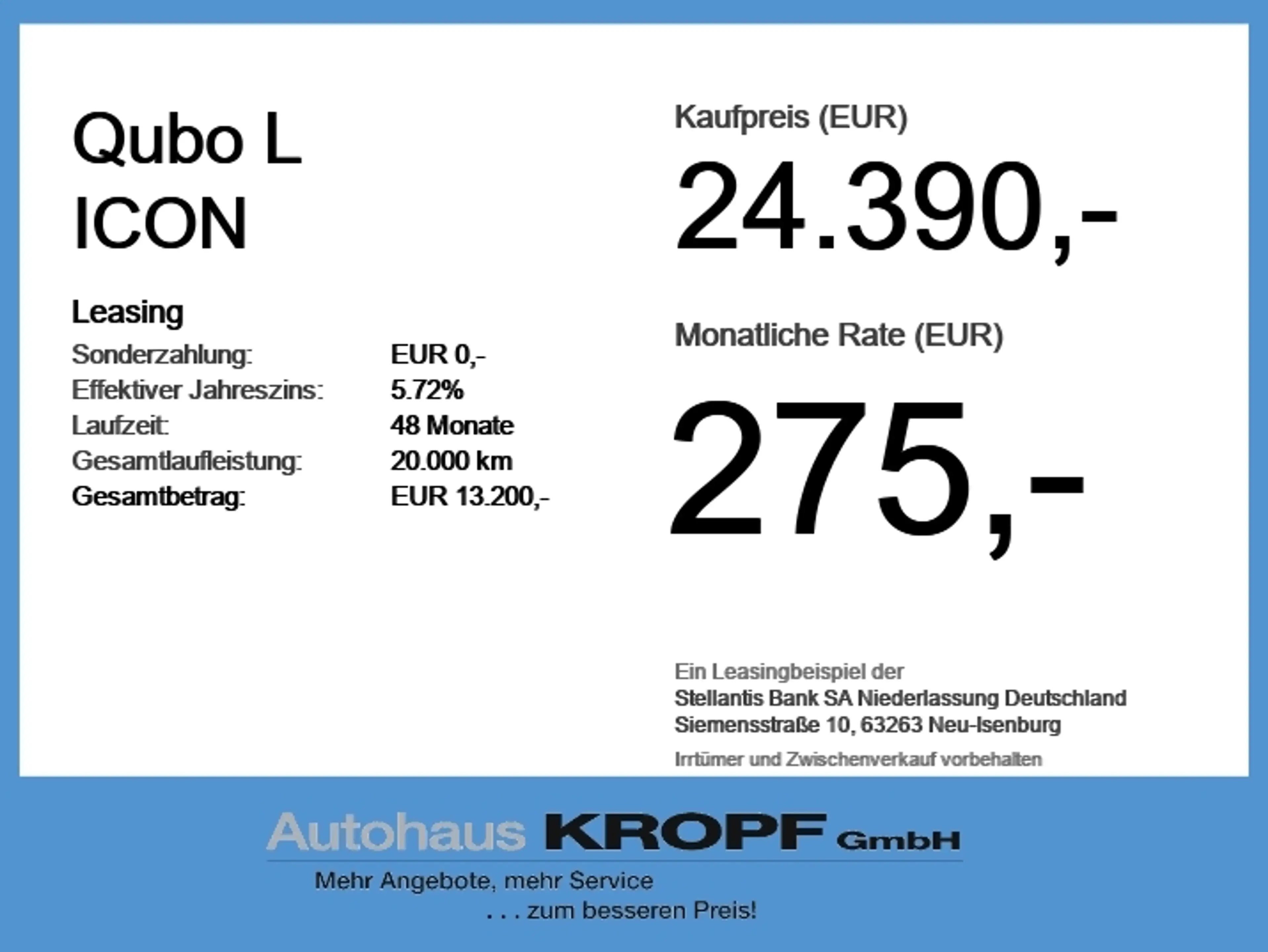 Fiat Qubo L ICON 5 Sitzer / Neuwagen — photo 6