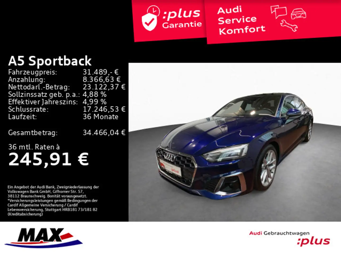 Audi A5 40 TFSI QUATTRO S LINE LED+NAV+PANO Rot - 1