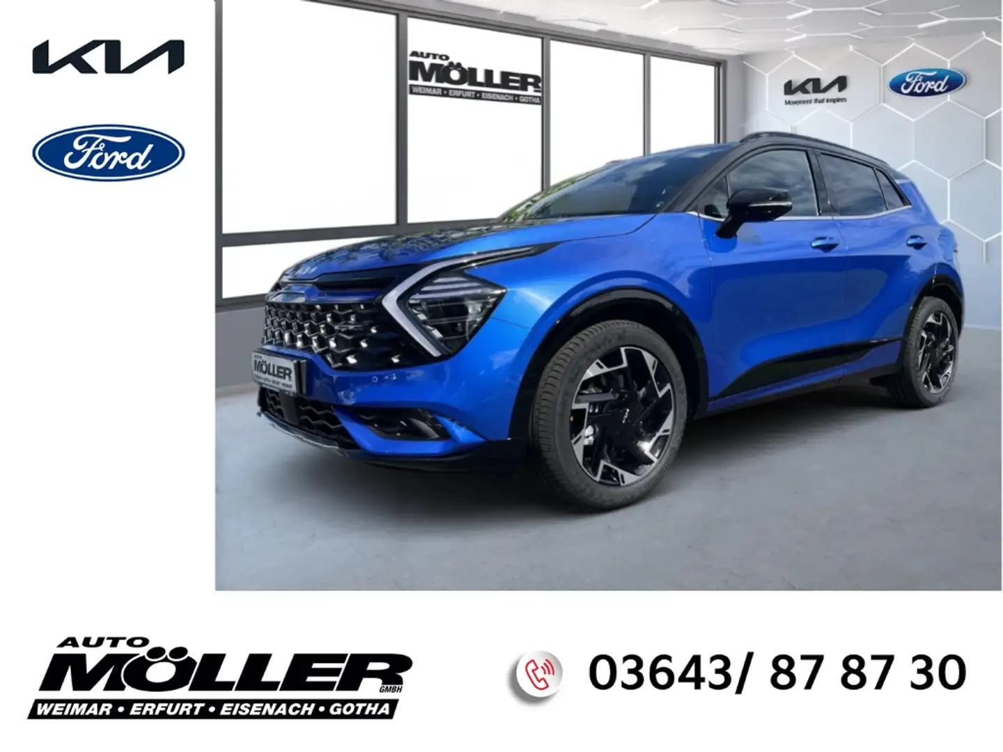 Kia Sportage GT-Line 1.6T DCT7 Glasdach Drive Sound 360° Kam. Blau - 1