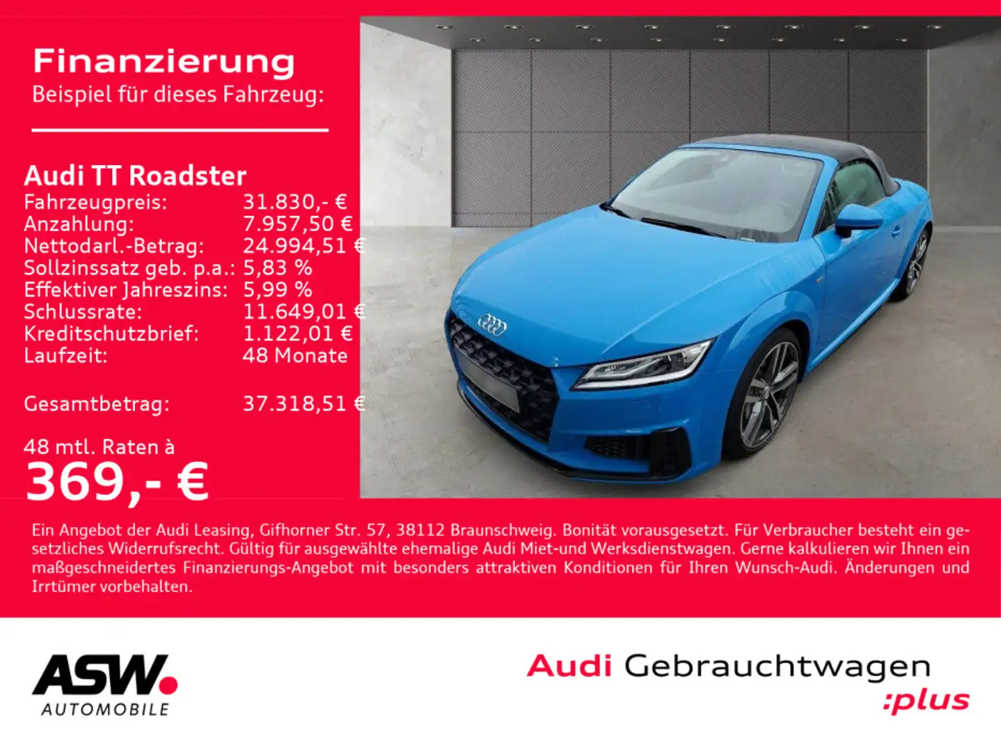 Audi TT S line 45TFSI Stronic LED Windshott Bleu - 1