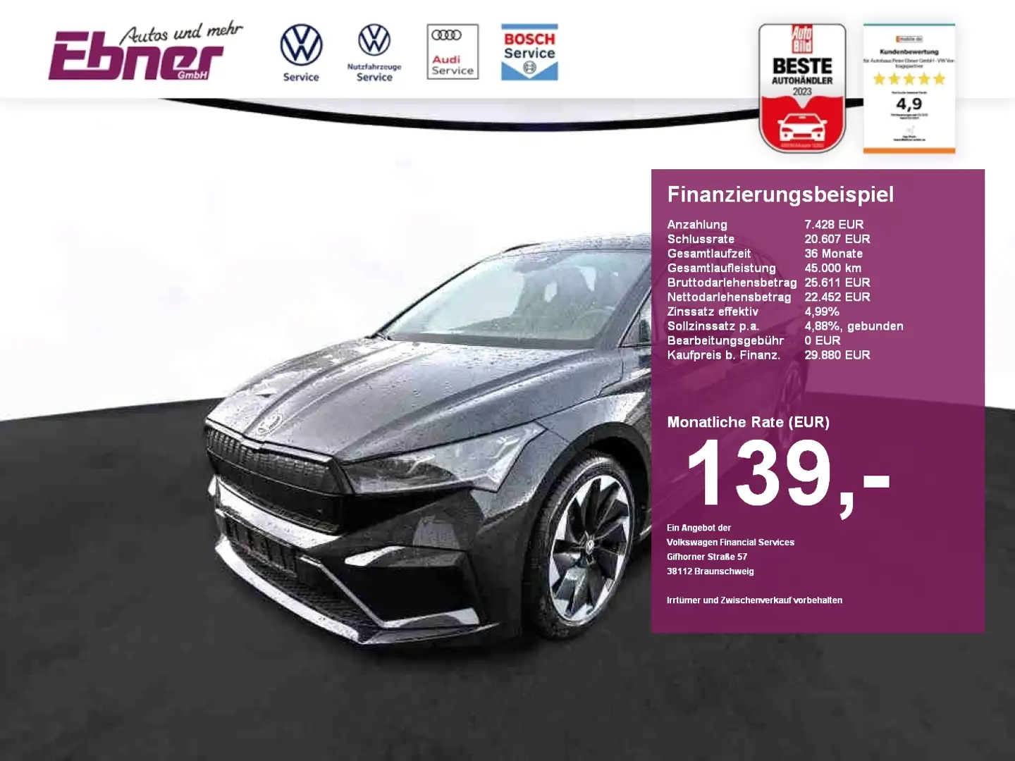 Skoda Enyaq SPORTLINE SDACH+ACC+MEMORY+MATRIX+KAMERA+KEYLESS+N Negro - 1