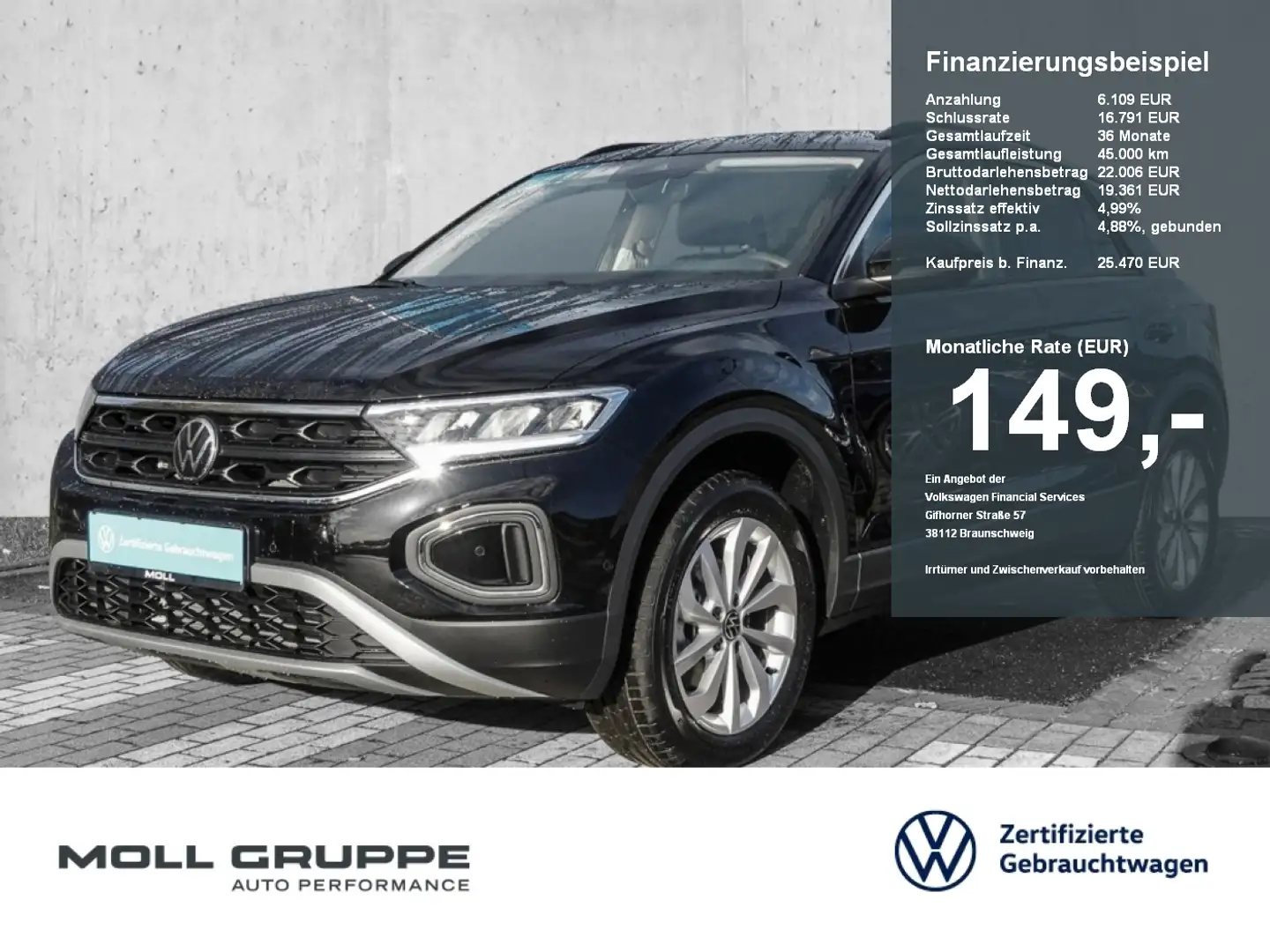 Volkswagen T-Roc 1.0 TSI Life ALU ACC PDC Schwarz - 1