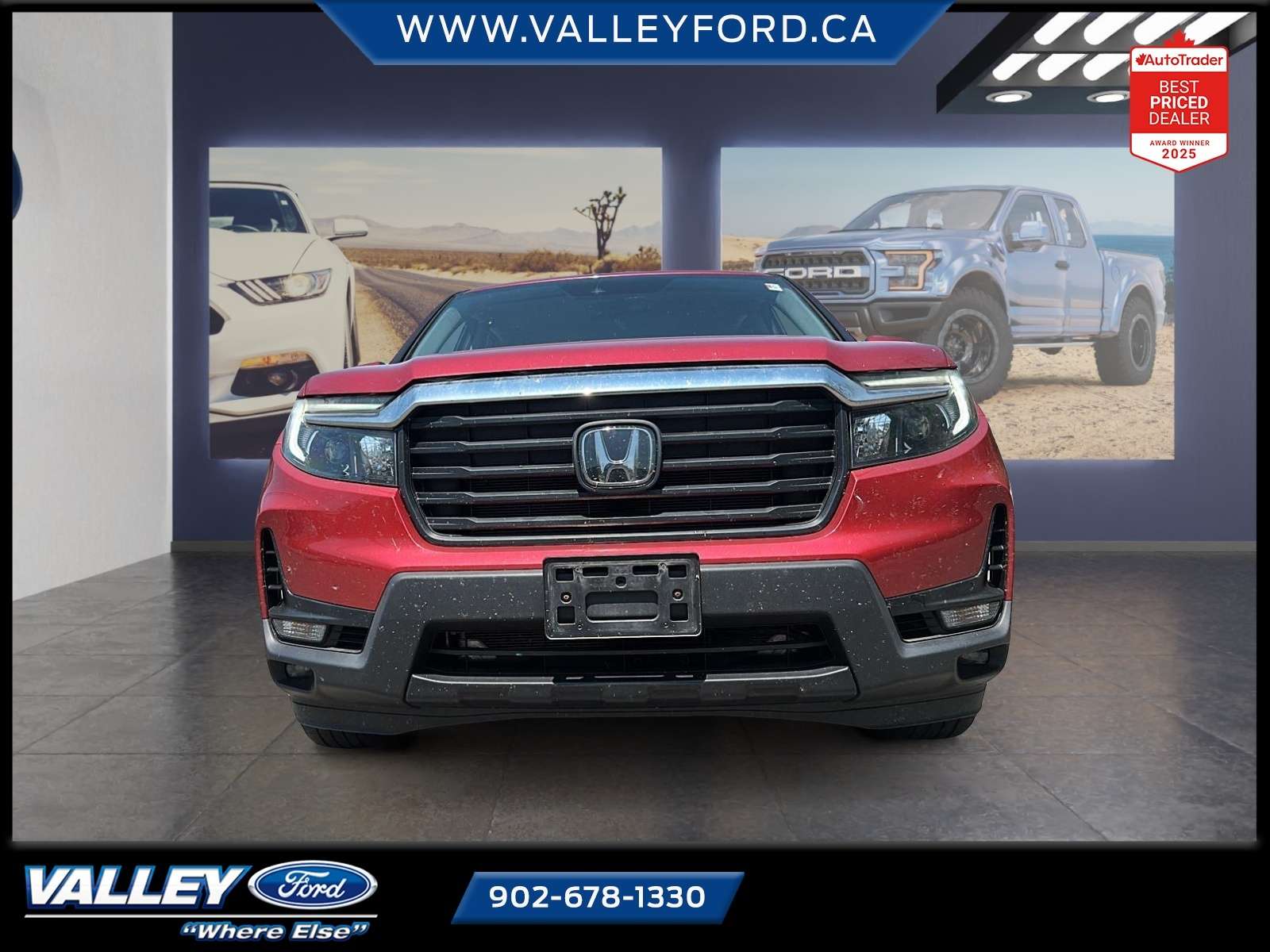 Red 2022 Honda Ridgeline Pickup Truck All-Wheel Drive Automatic