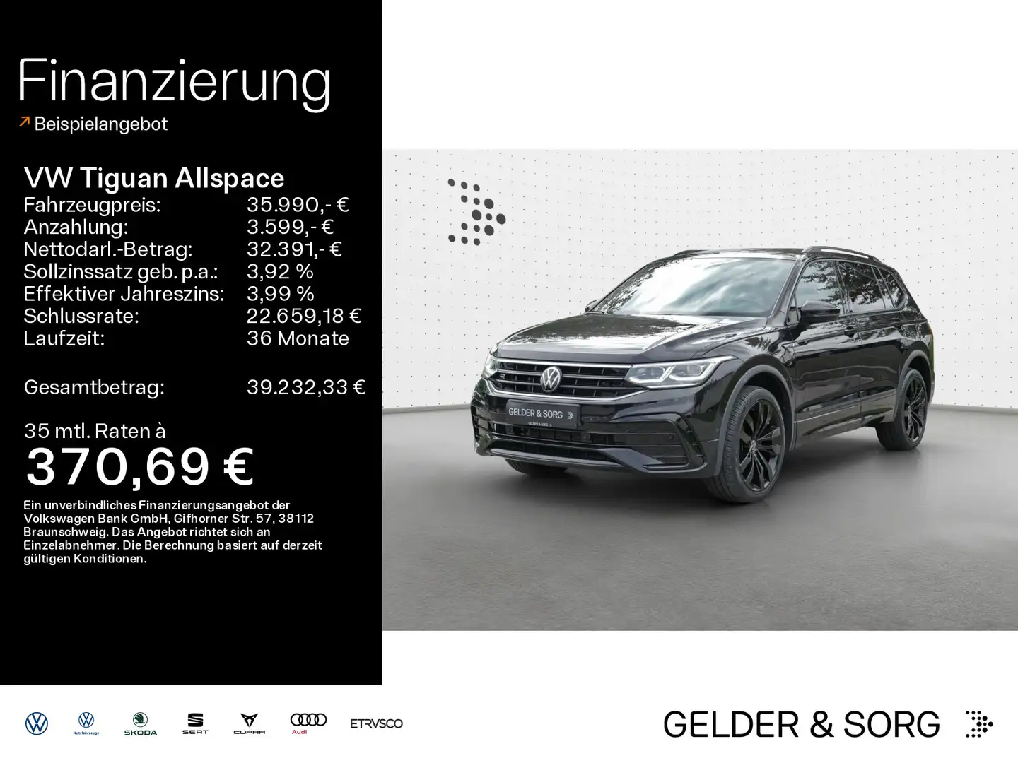Volkswagen Tiguan Allspace 2.0 TDI R-Line*DCC*AHK*HuD*20Z Schwarz - 1