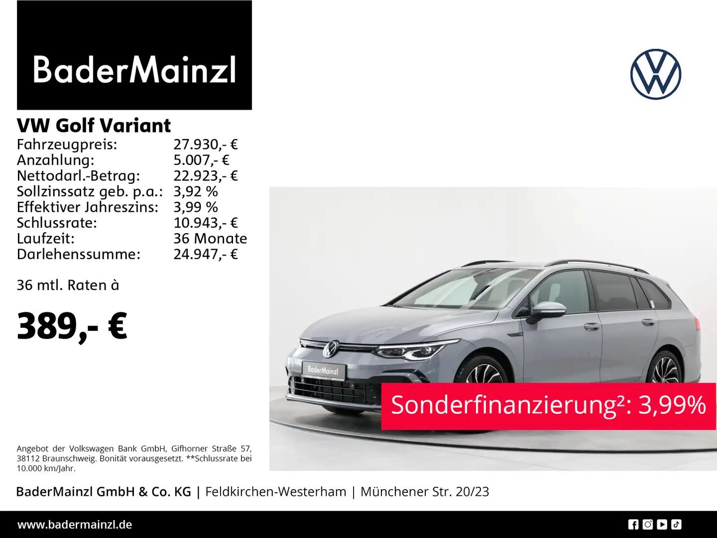 Volkswagen Golf Variant 2.0 TDI DSG R-Line AHK Matrix HUD Grau - 1