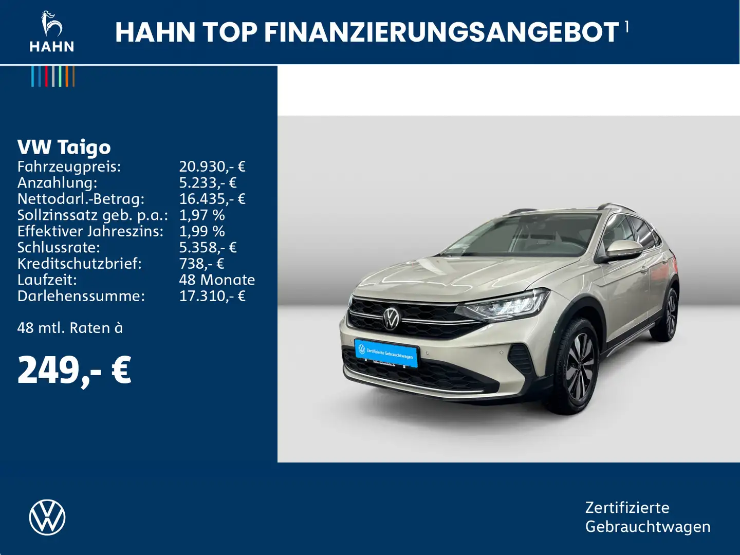 Volkswagen Taigo 1.0 TSI Move Navi CAM Car play Argent - 2