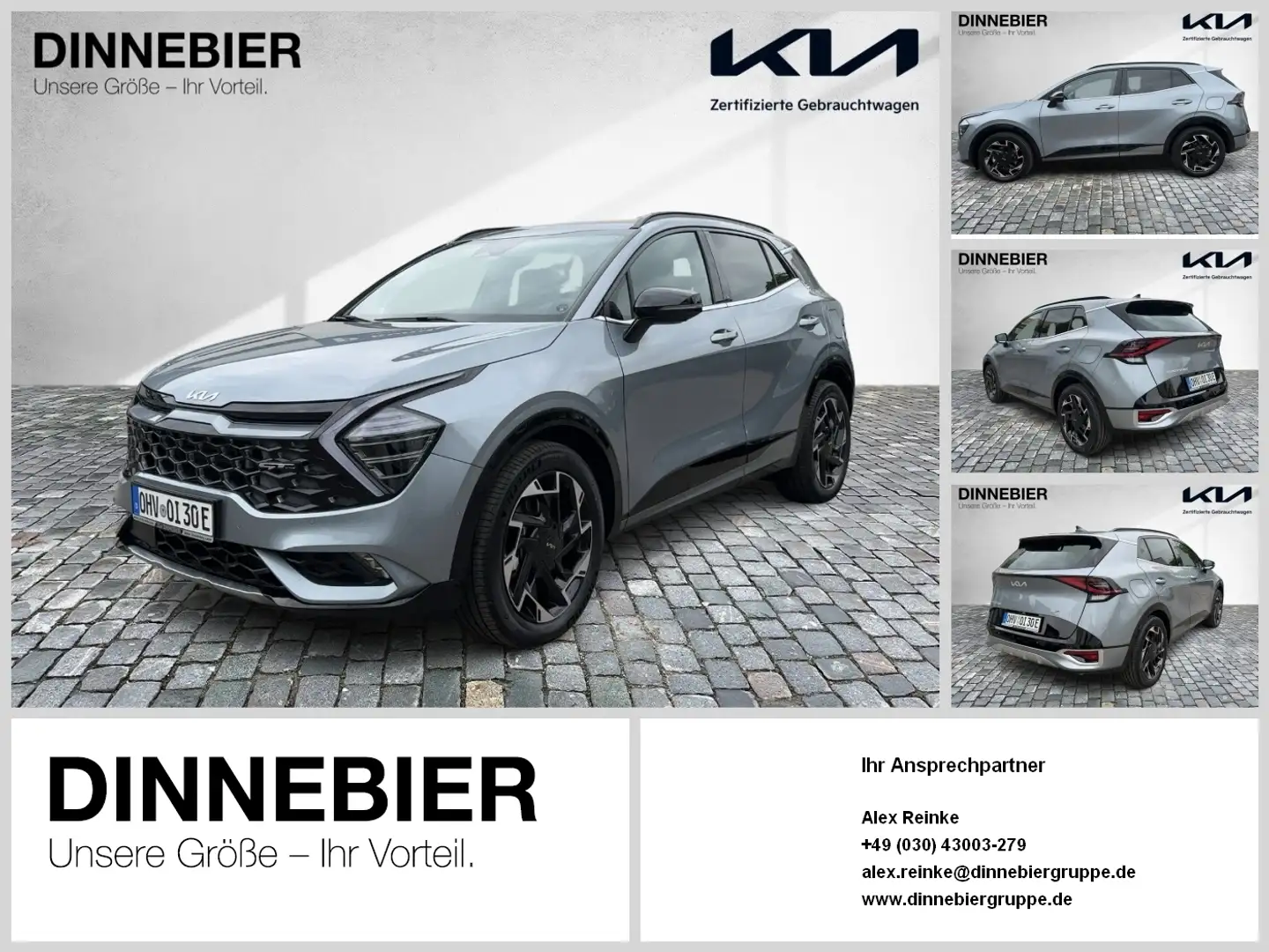 Kia Sportage 1.6T GT-Line AWD LED+360°Kamera+Navi Silber - 1