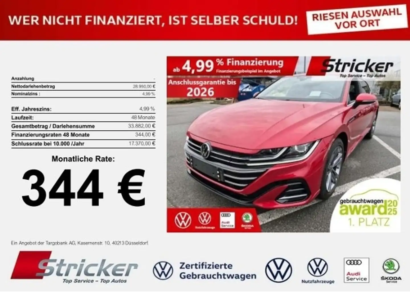 Volkswagen Arteon Shooting Brake R-Line 1.4TSI e-hybrid DSG 344,-oh Rot - 1