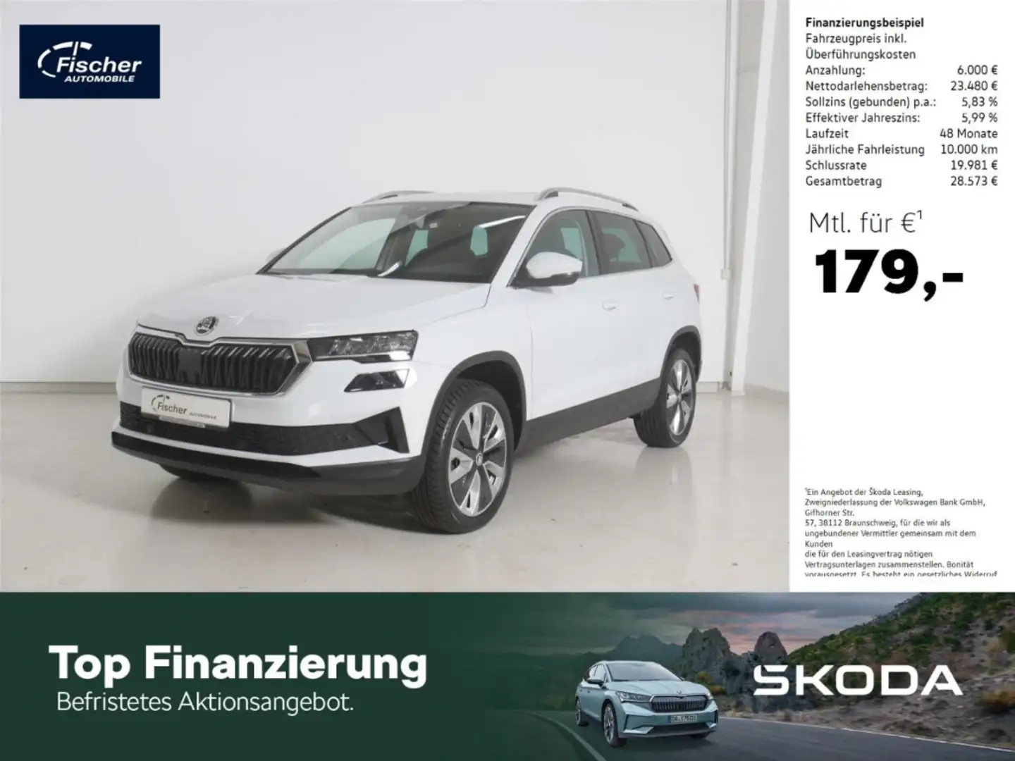 Skoda Karoq 1.5 TSI Ambition DSG P-Dach/LED/NAV/RFK Weiß - 1