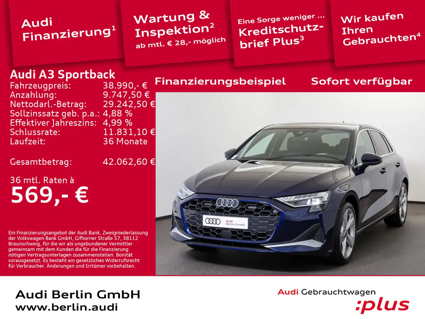 Audi A3 advanced 35 TFSI S tronic Blau - 1