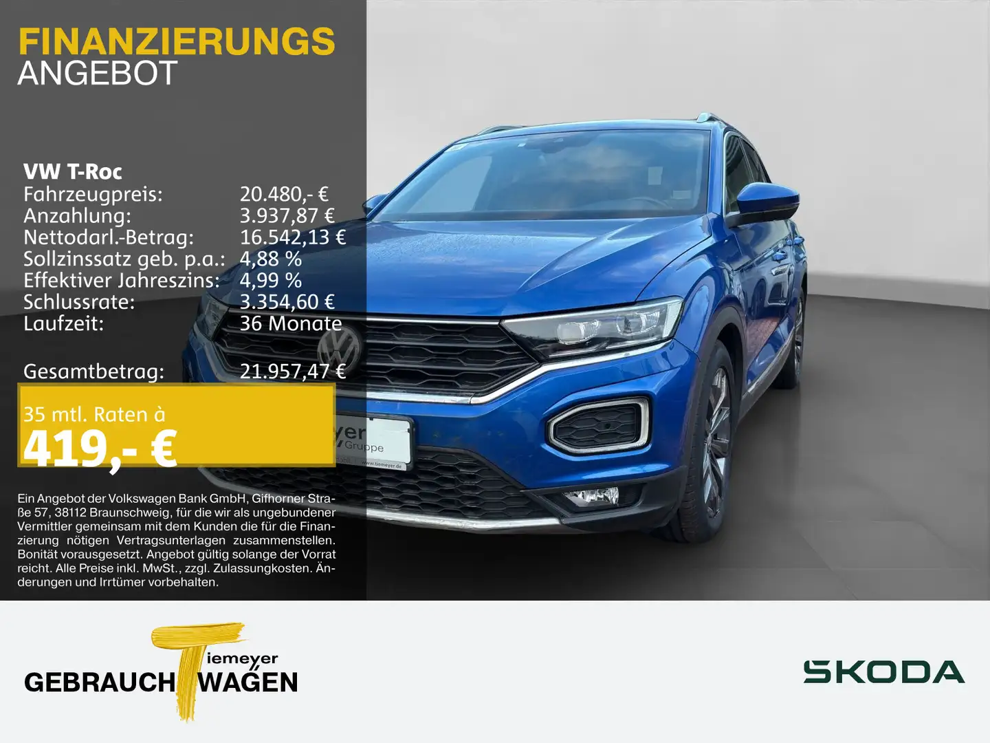 Volkswagen T-Roc 1.5 TSI DSG SPORT LM17 ACC SITZHZG Blau - 1