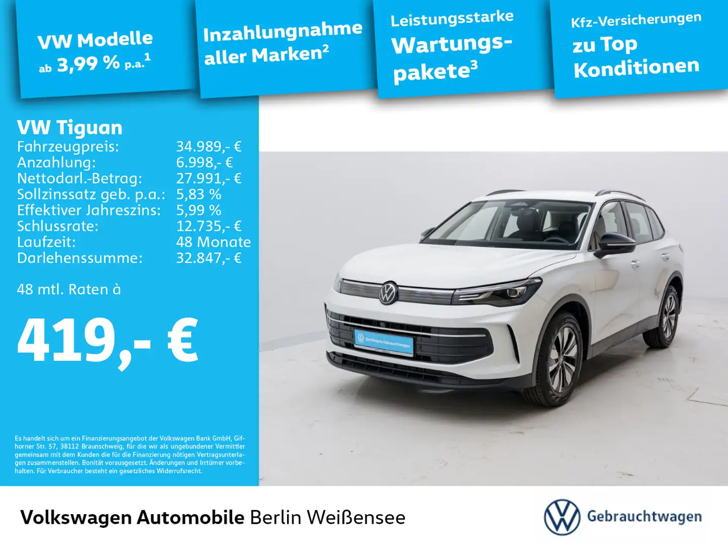 Volkswagen Tiguan 1.5 eTSI Goal*APP*NAVI*LED*AHK*ACC* Blanc - 1