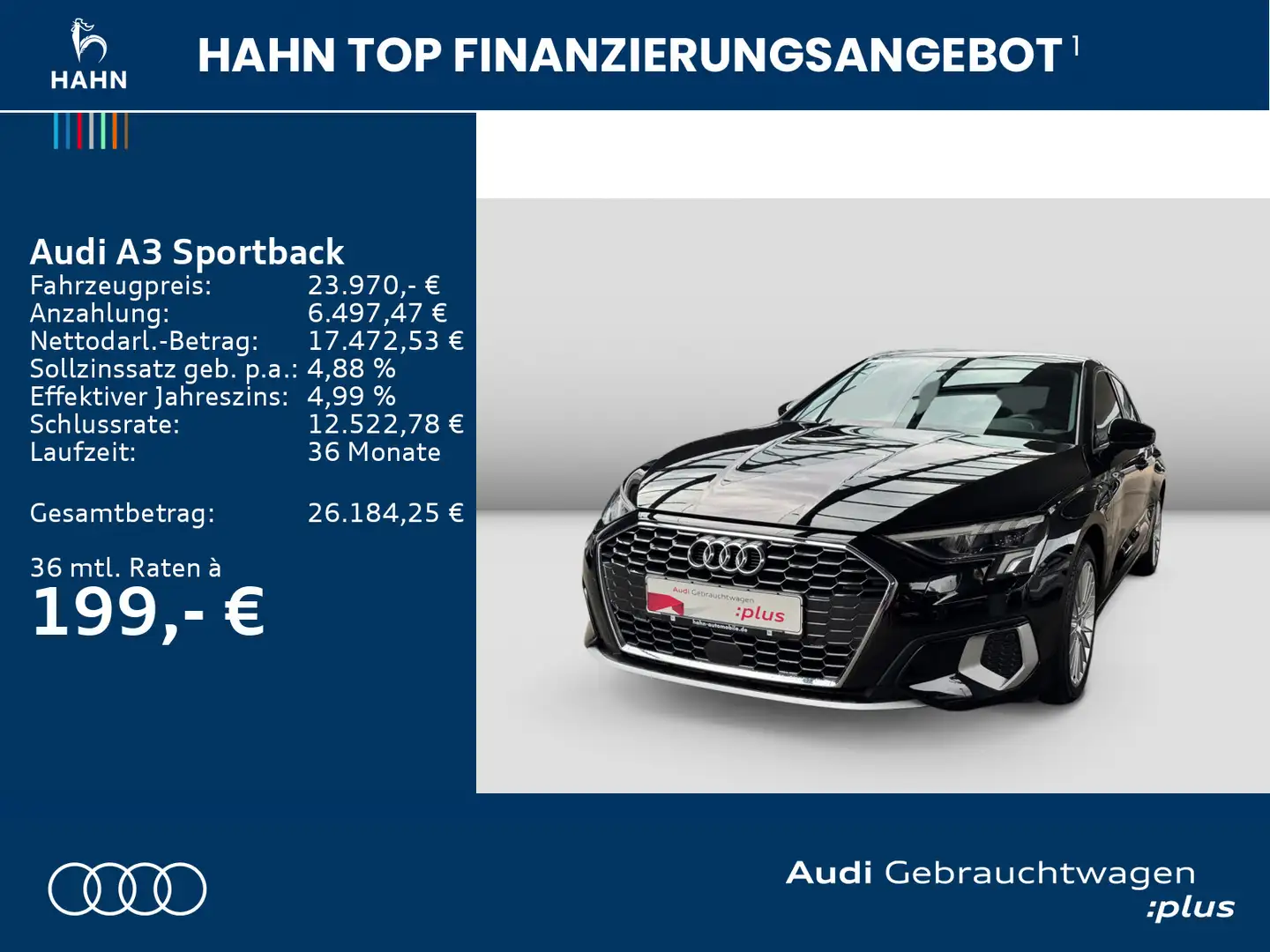 Audi A3 advanced 40TFSIe S-trc Virtual ACC Schwarz - 2