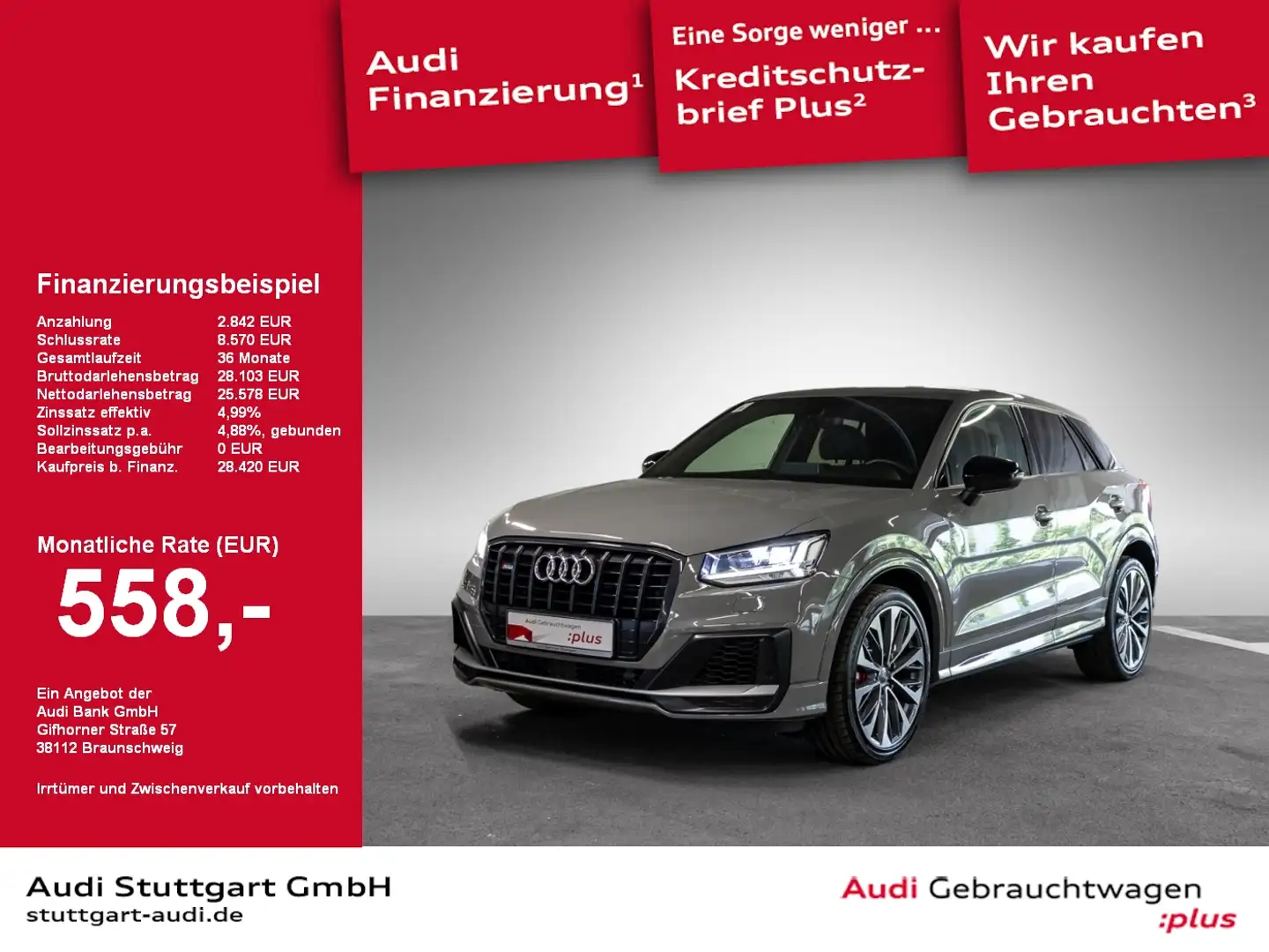 Audi SQ2 2.0 TFSI quattro LED HeadUp virtCo Kamera B&O Grijs - 1