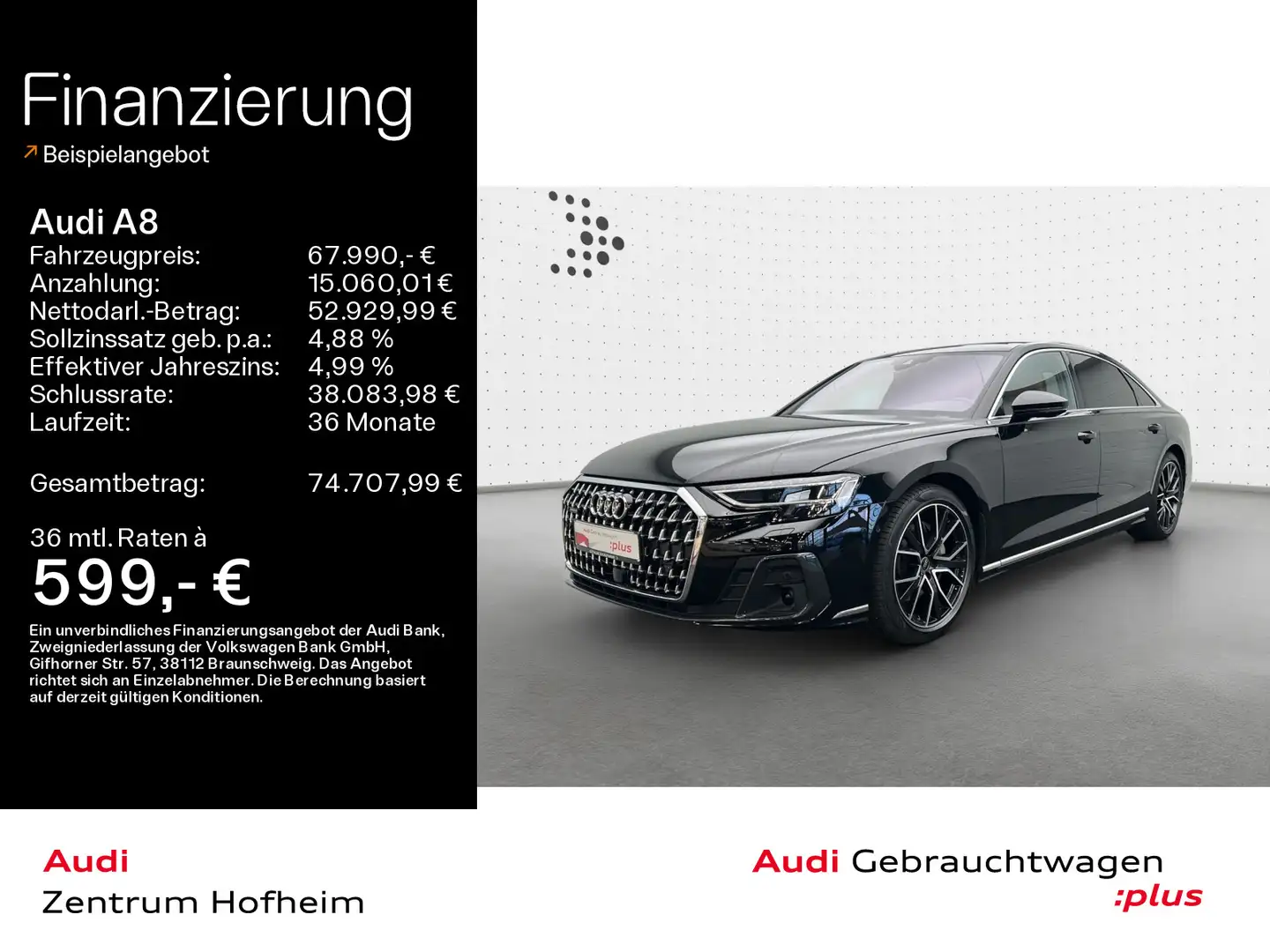 Audi A8 Lang 50 TDI qu tip*Air*B&O*Matrix*Virtual*Nav Schwarz - 1