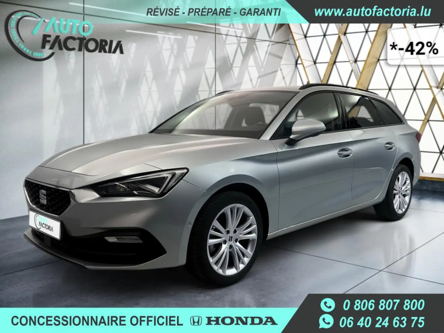 SEAT Leon Break -42% 1.5 TSI 150cv BVA+MIRRORLINK+CAM+Opts Argent - 1