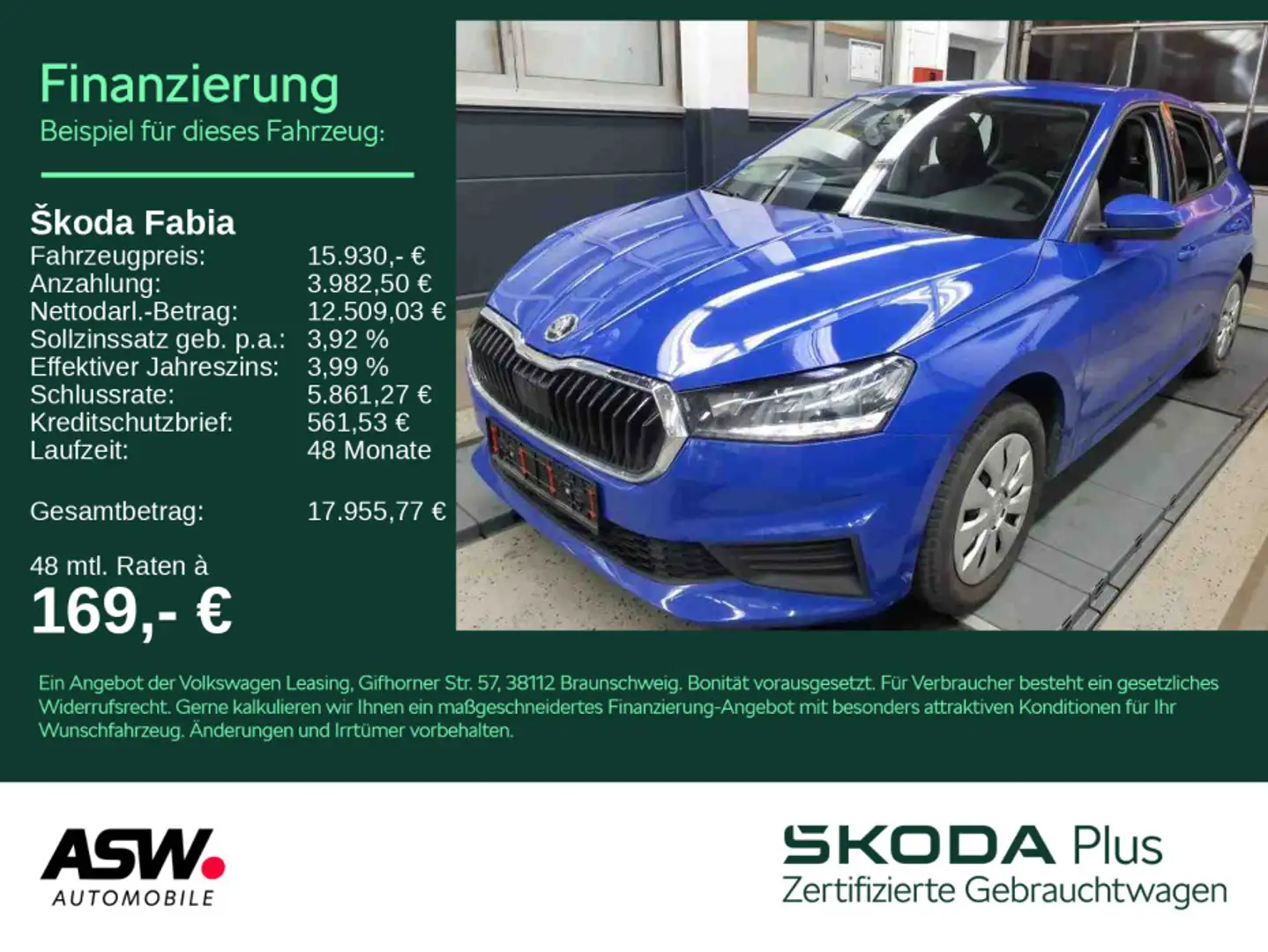 Skoda Fabia Active 1.0 TSI 5-Gang LED KLIMA PDC SHZ Blau - 1