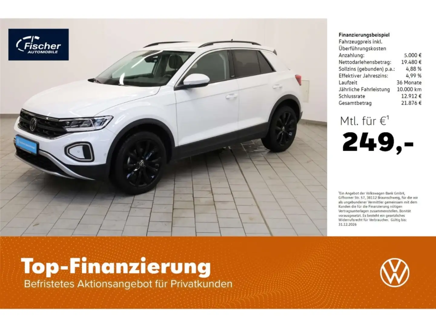 Volkswagen T-Roc 1.0 TSI OPF Move 6-Gg. LED/RFK/ACC/SH/PDC Weiß - 1
