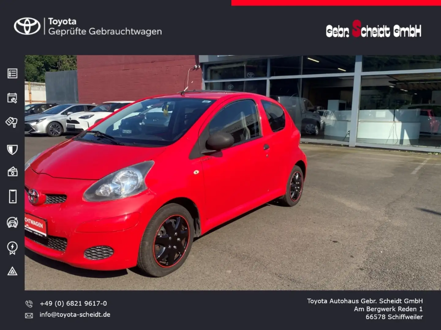 Toyota Aygo Basis ABS Airbag Beifahrerairbag Servolenkung Radi Rot - 1