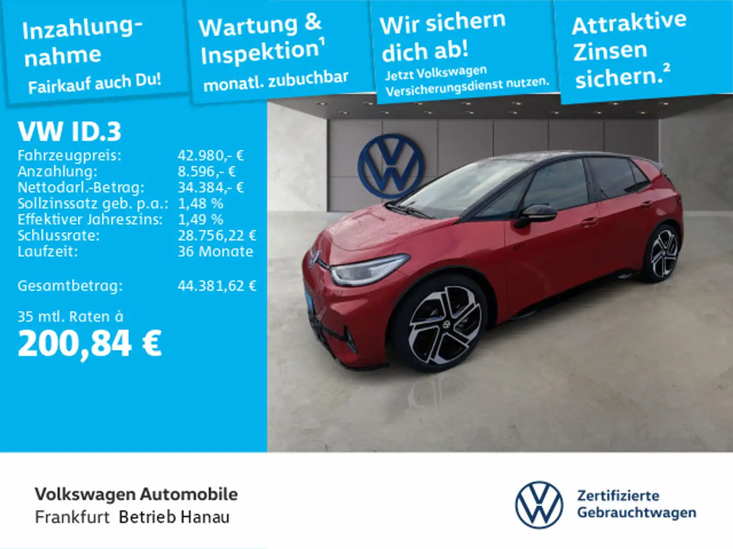 Volkswagen ID.3 GTX Navi IQ.LIGHT - LED-Matrix-Scheinwerfer Rot - 1