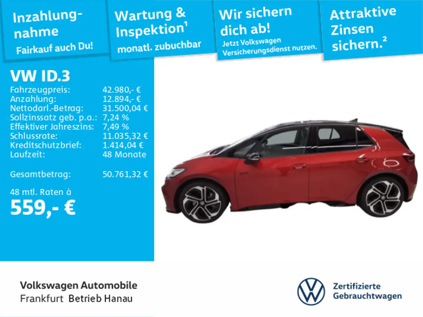 Volkswagen ID.3 GTX Navi IQ.LIGHT - LED-Matrix-Scheinwerfer Rot - 1