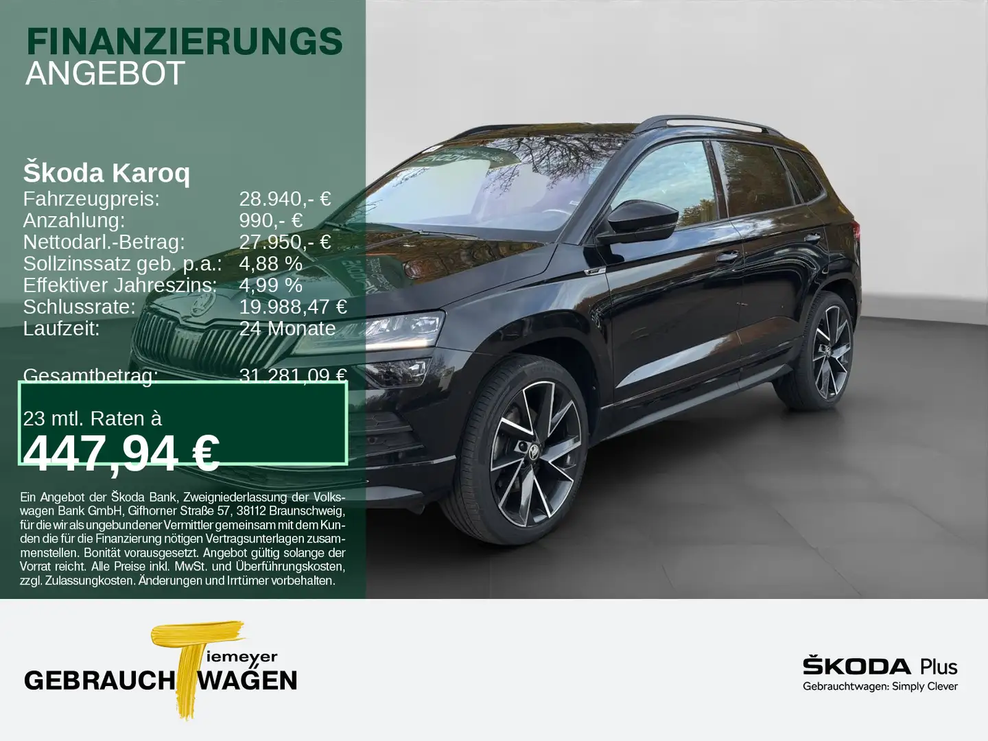 Skoda Karoq 2.0 TSI DSG 4x4 SPORTLINE LM19 CANTON KAME Schwarz - 1
