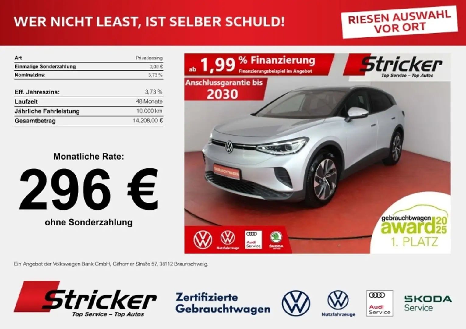 Volkswagen ID.4 Pure 125/52 296,-ohne Anzahlung IQ.Light H&K Silber - 1