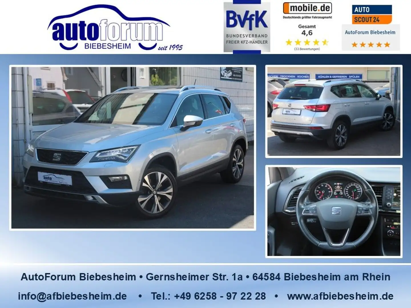 SEAT Ateca 1.4 TSI Xcellence LED*Panorama*Keyless*ACC Silber - 1