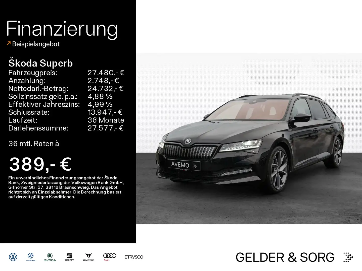 Skoda Superb Combi Sportline iV DCC*19Z*RFK*AHK*Nav Zwart - 1