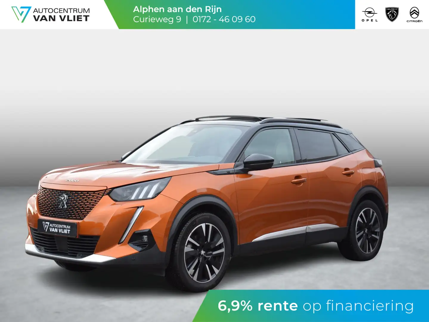 Peugeot e-2008 EV GT Première 1 fase 50 kWh SCHUIF- KANTELDAK | N Oranje - 1