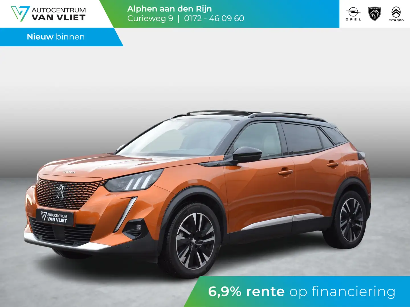 Peugeot e-2008 EV GT Première 1 fase 50 kWh SCHUIF- KANTELDAK | N Orange - 1