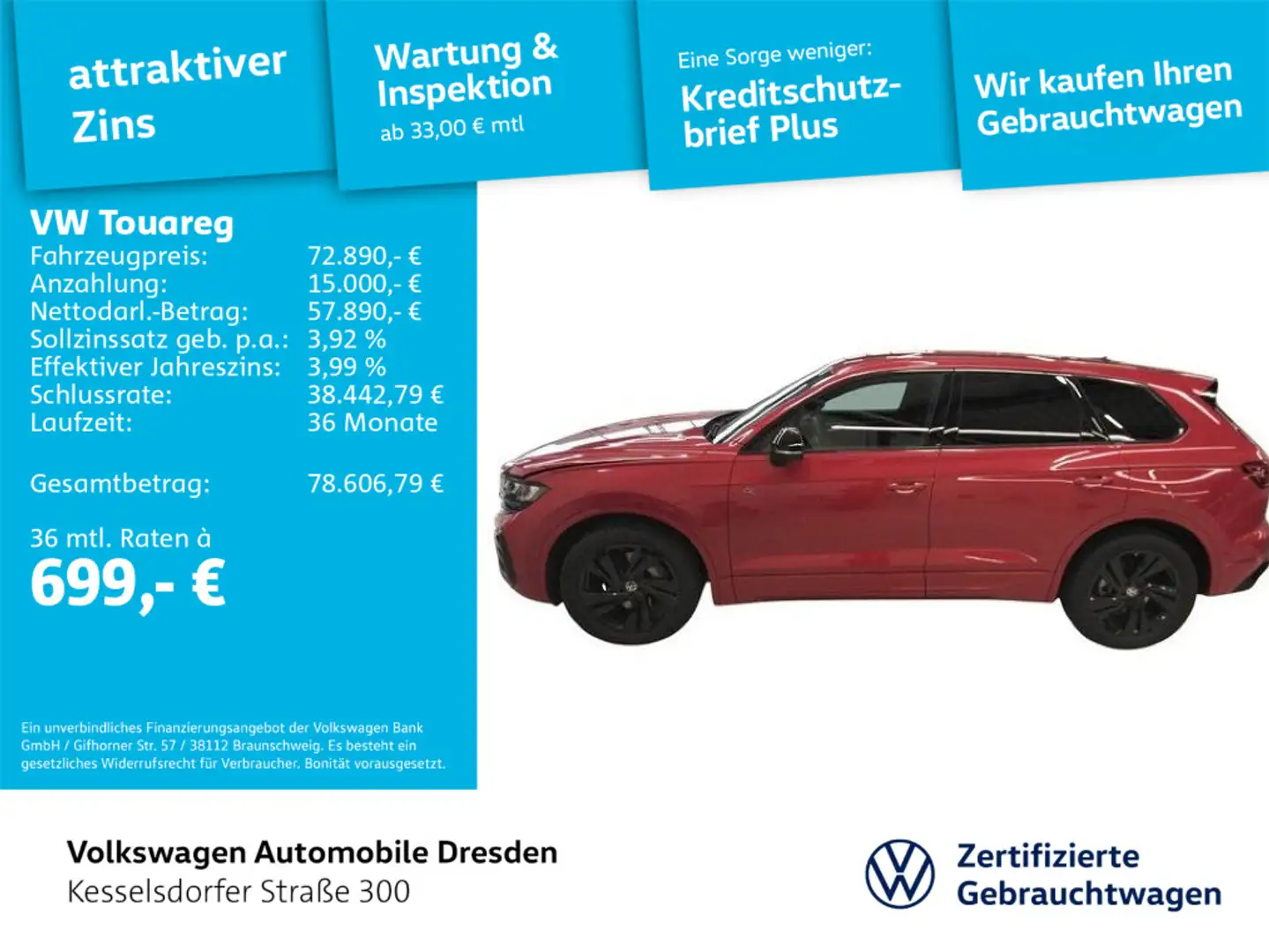 Volkswagen Touareg 3.0 TDI DSG R-Line 4M HUD ACC AHZV Kamer Rot - 1