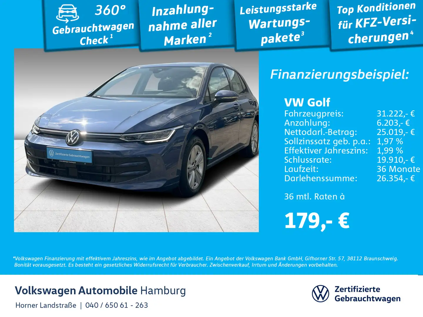 Volkswagen Golf VIII Life 2.0 TDI DSG Sitzheizung CarPlay Blau - 1