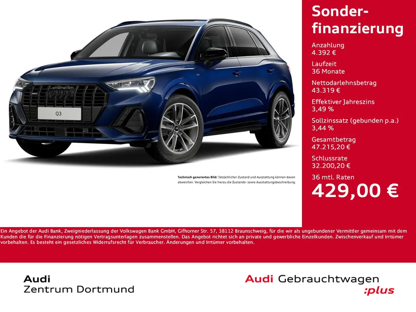 Audi Q3 40 quattro S LINE BLACKPAK PANO AHK CAM LM19 Blau - 1