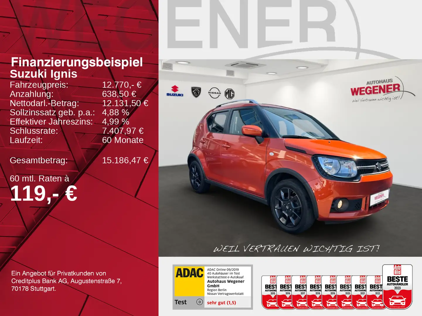 Suzuki Ignis IGNIS 1.2 COMFORT KAMERA ALLWETTER KLIMA SITZ Orange - 2