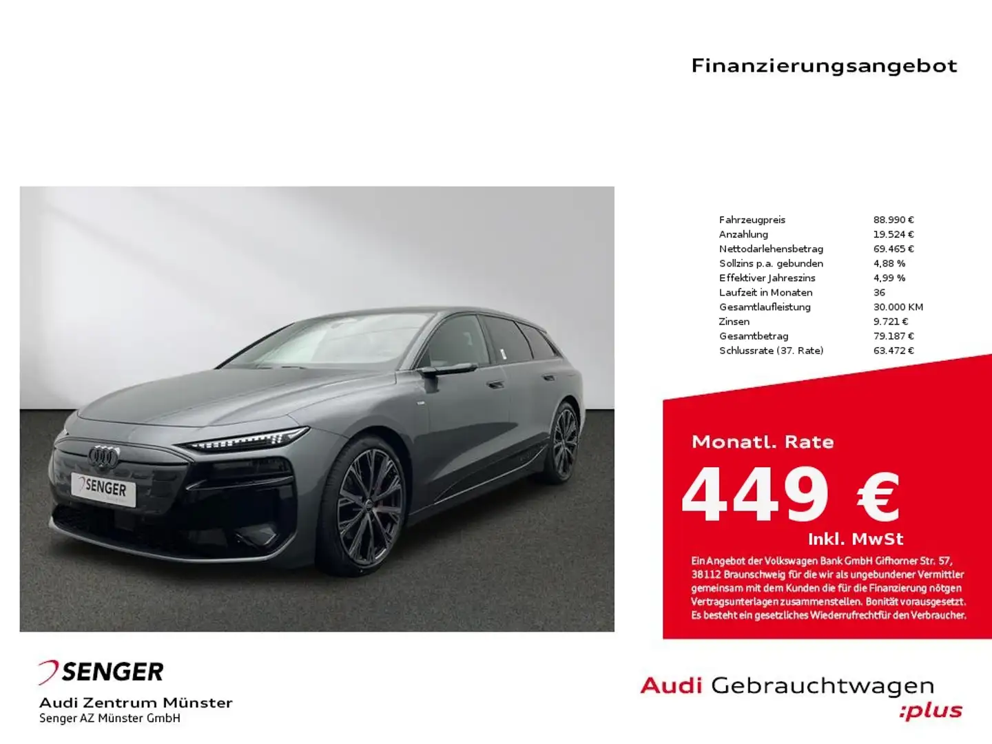 Audi A6 e-tron Avant quattro 315 kW 360° Kamera Leder Grau - 1