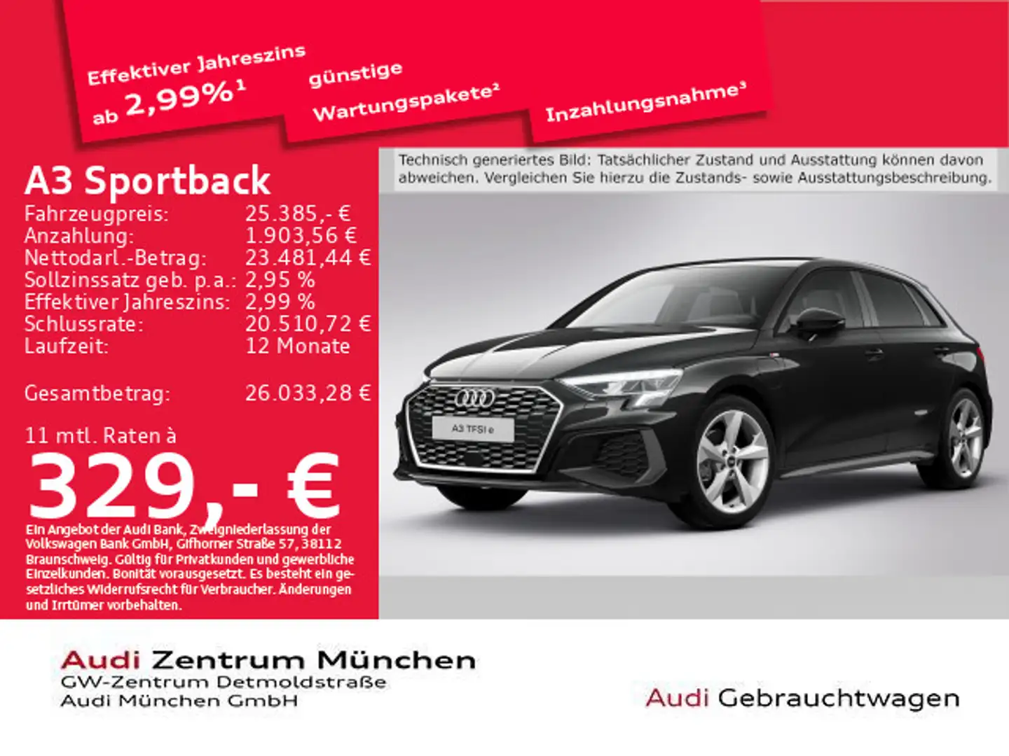 Audi A3 40 TFSI e S tronic 2x S line Navi+ Schwarz - 1