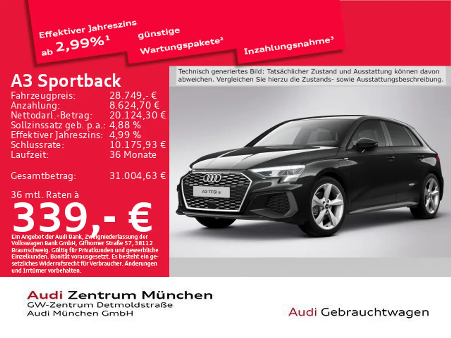 Audi A3 40 TFSI e S tronic 2x S line Navi+ Schwarz - 1