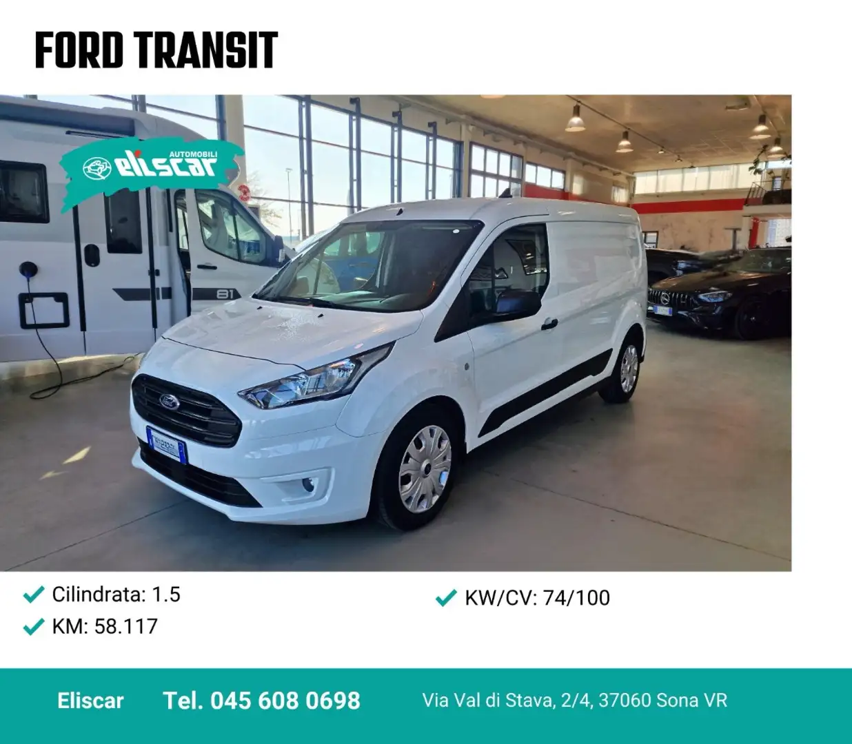 Ford Transit Connect 210 1.5 Ecoblue 100CV PL Furgone Trend Bianco - 1