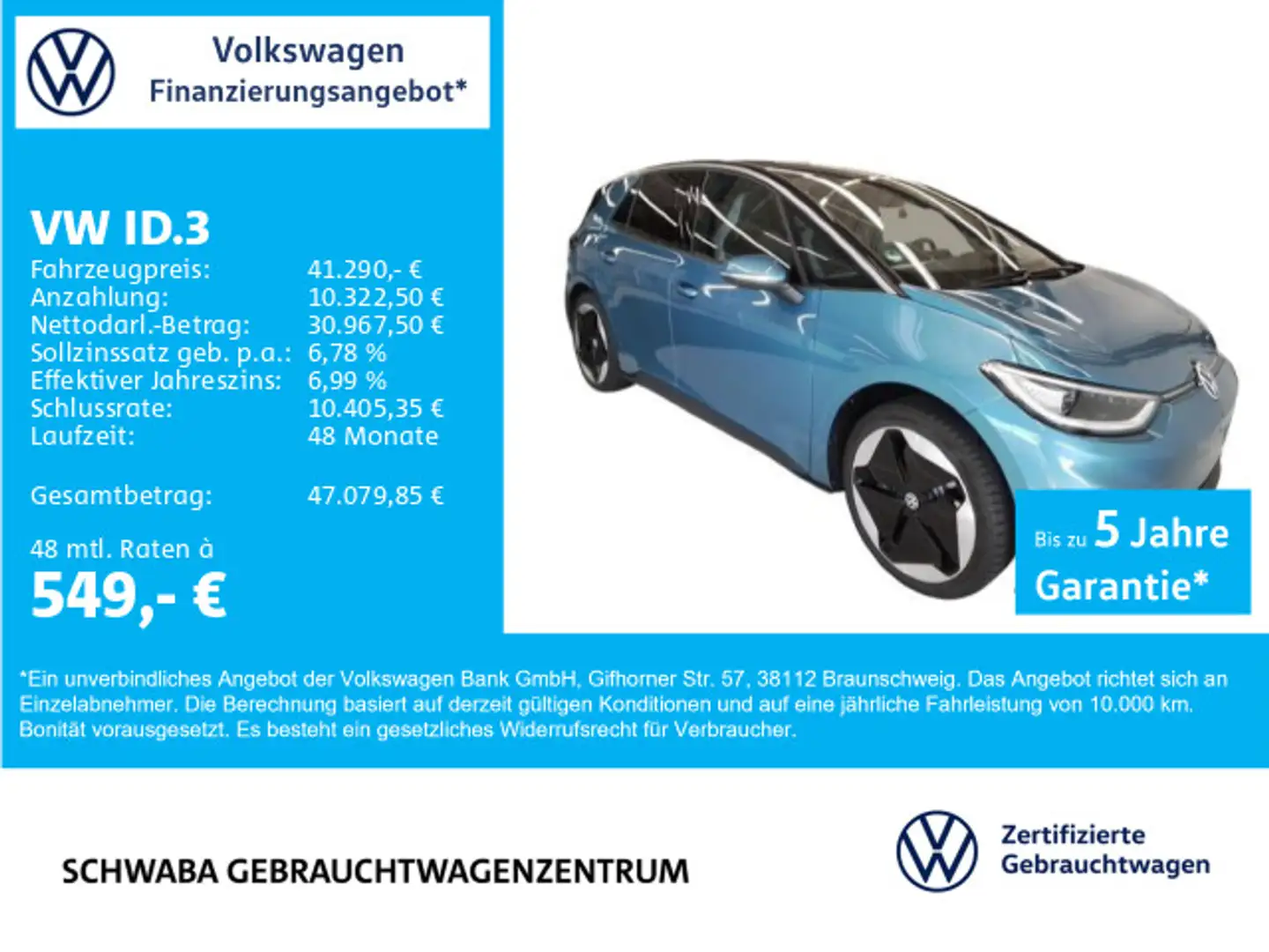 Volkswagen ID.3 Pro S Batt-Kap 82 kW/h *Wärmep.*AHK*8-fach* Blau - 1