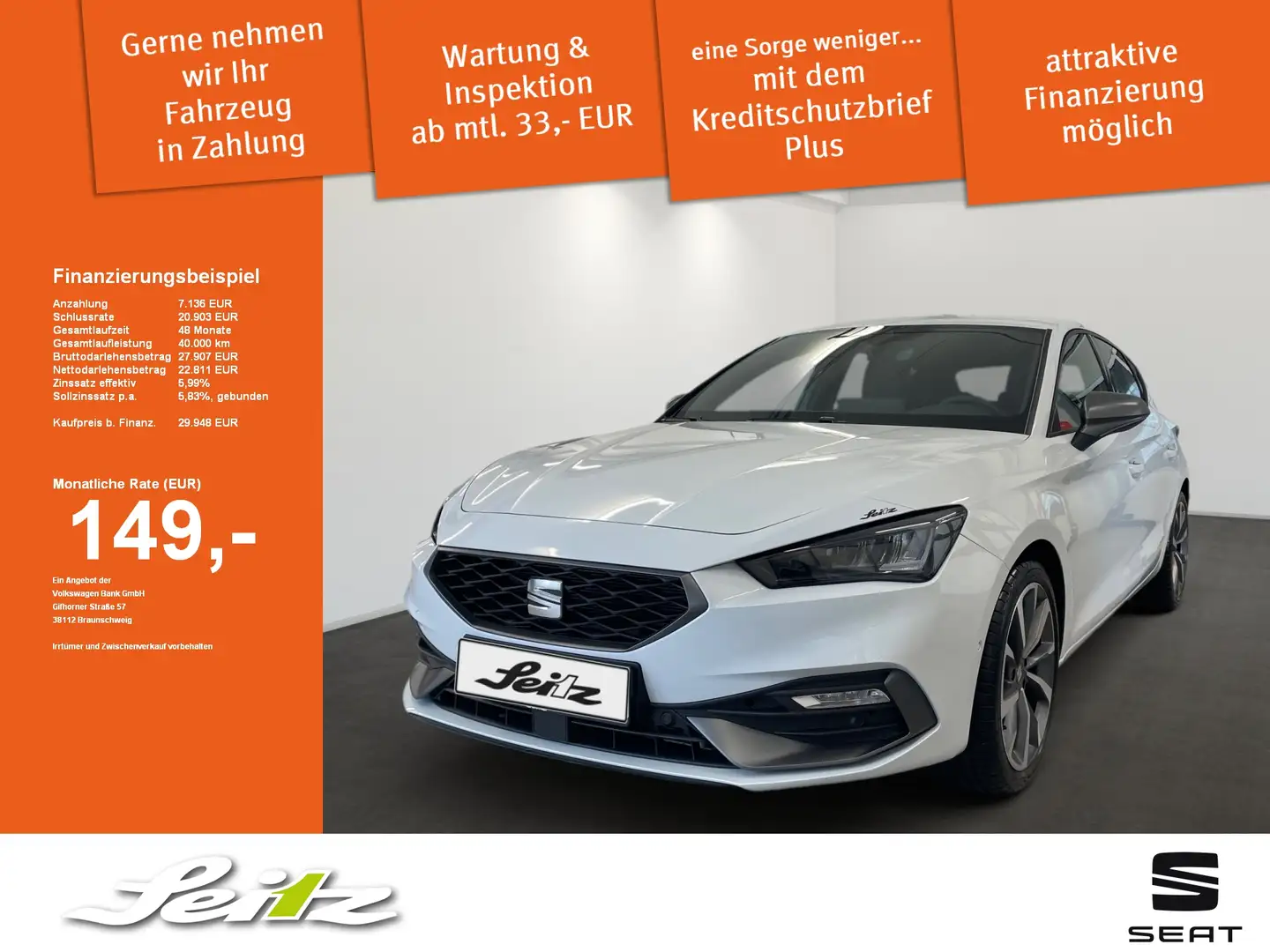 SEAT Leon FR 1.5 eTSI DSG FR *BEATS*LED*NAVI*KAMERA* Weiß - 1